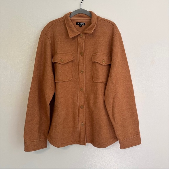J Crew Wool Blend Shirt Jacket Shacket Camel Tan size XL - Picture 2 of 7